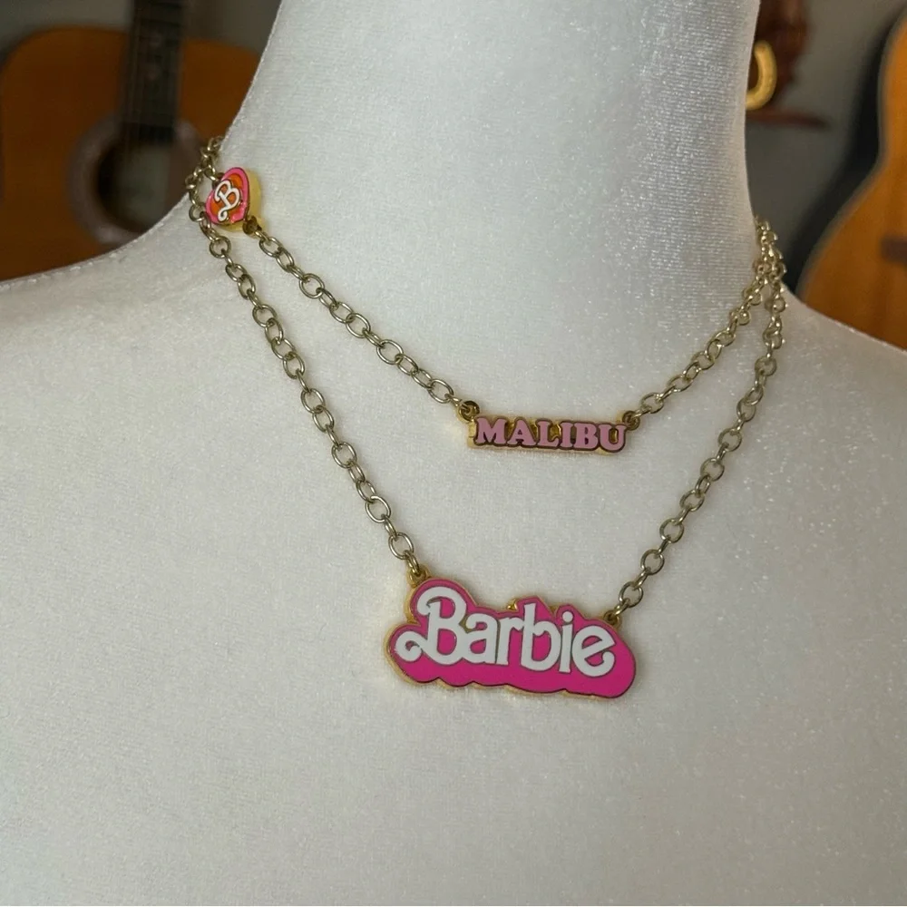 Malibu Barbie Pink and Gold Tone Necklace